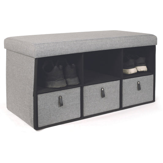 COFFRE BANC PLIABLE RANGEMENTS TISSU GRIS CLAIR