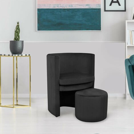 FAUTEUIL CABRIOLET VELOURS NOIR