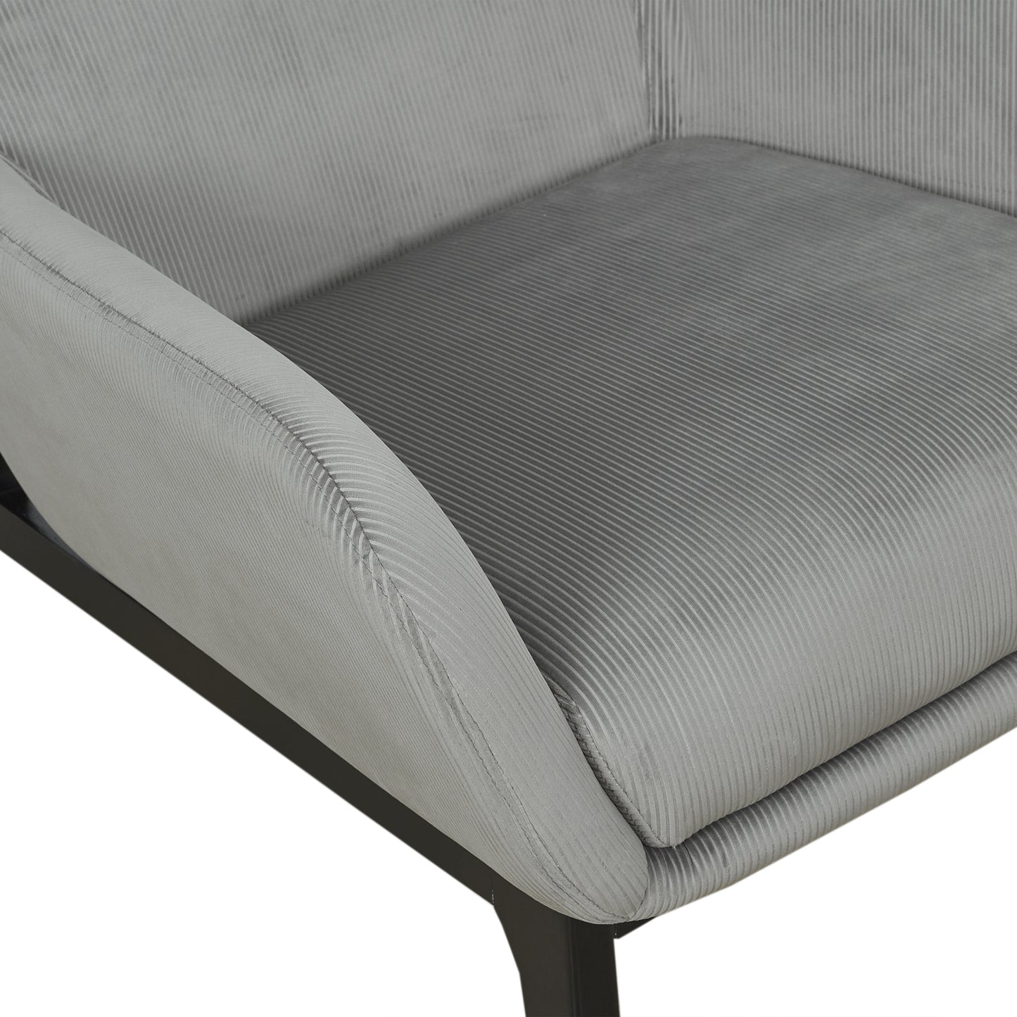 Fauteuil Velours Cotele Roma Gris Fonce