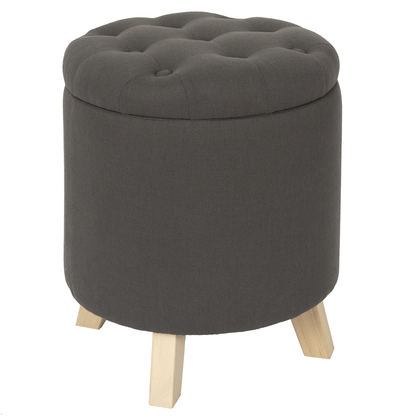 Coffre Pouf Rond Eleonor Gris