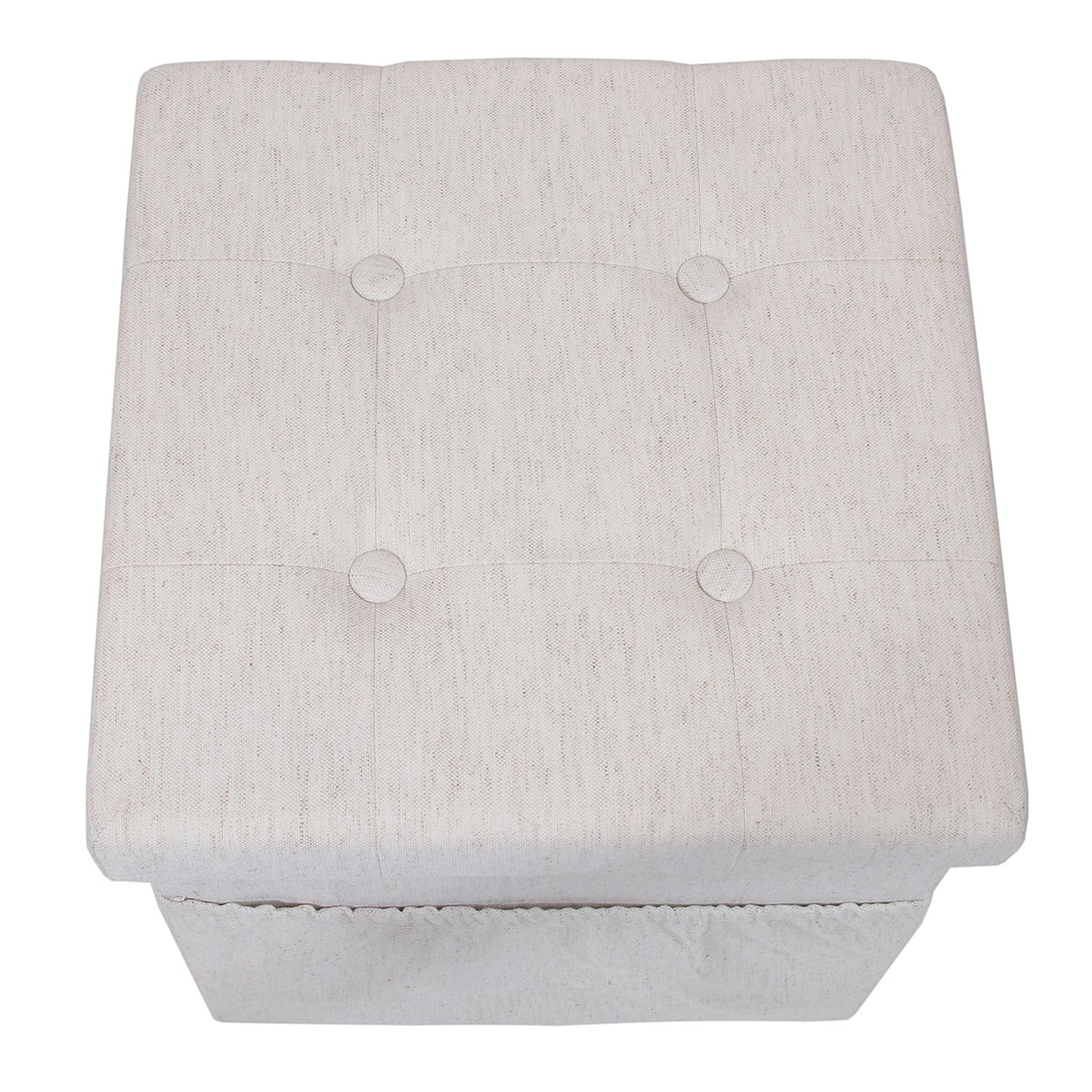 Coffre Pouf Pliable Tissu Beige