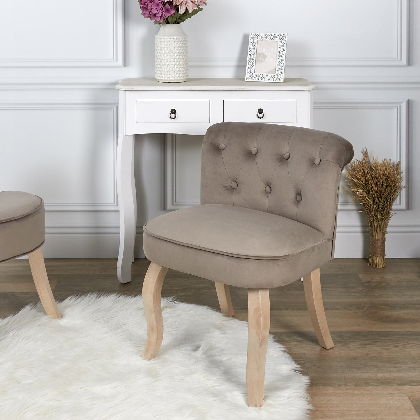 Fauteuil Eleonor Velours Taupe