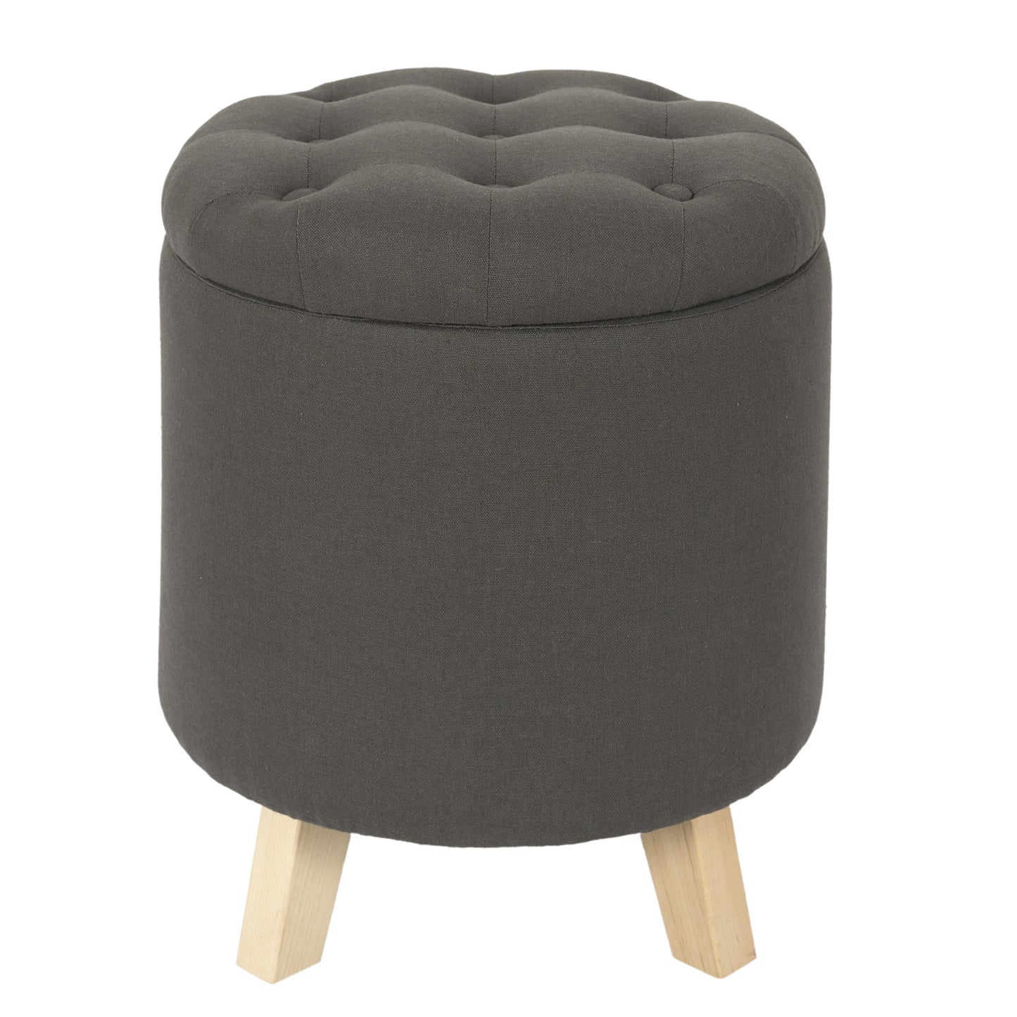 Coffre Pouf Rond Eleonor Gris