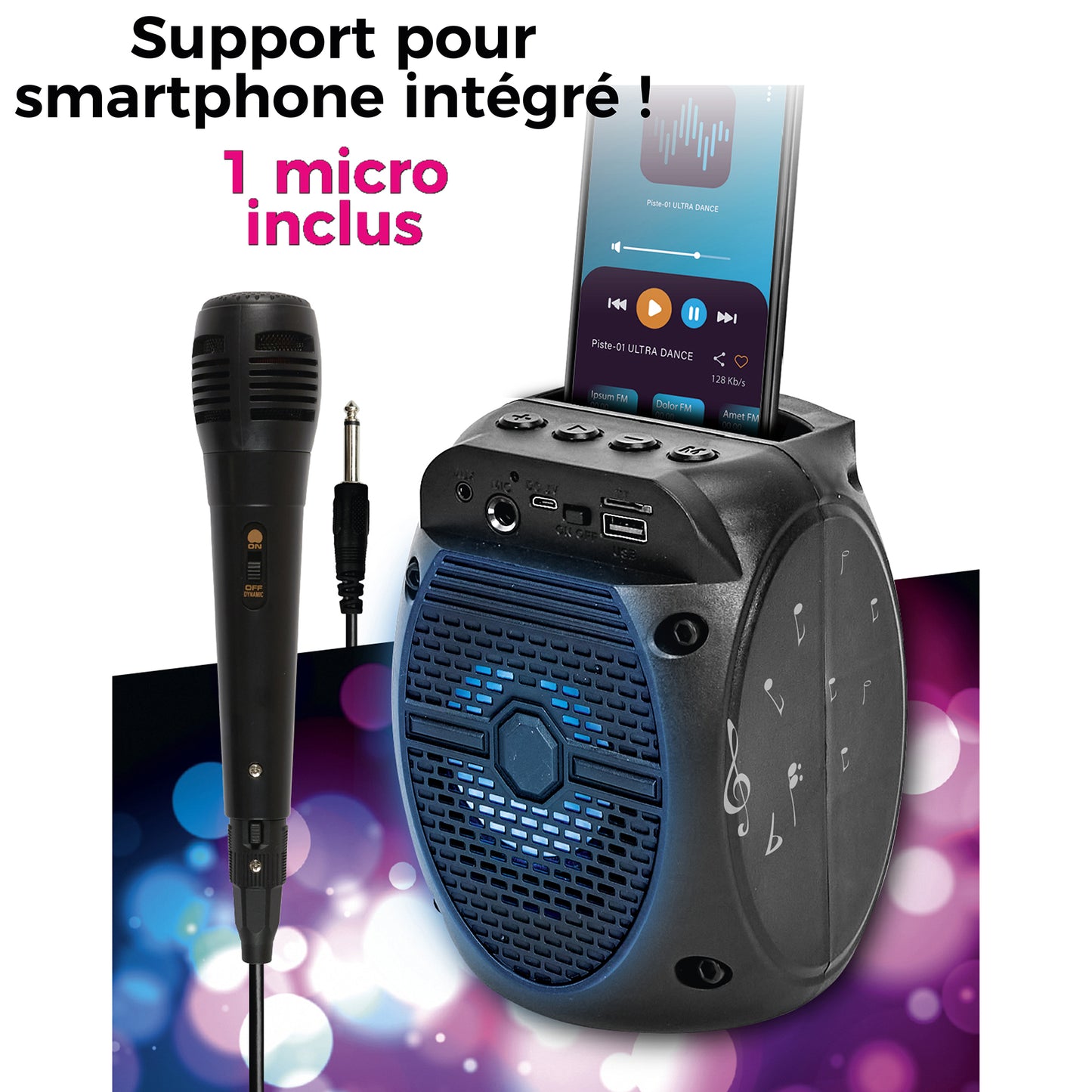 Enceinte Sans Fil 5W Karaoke Micro Integre X1