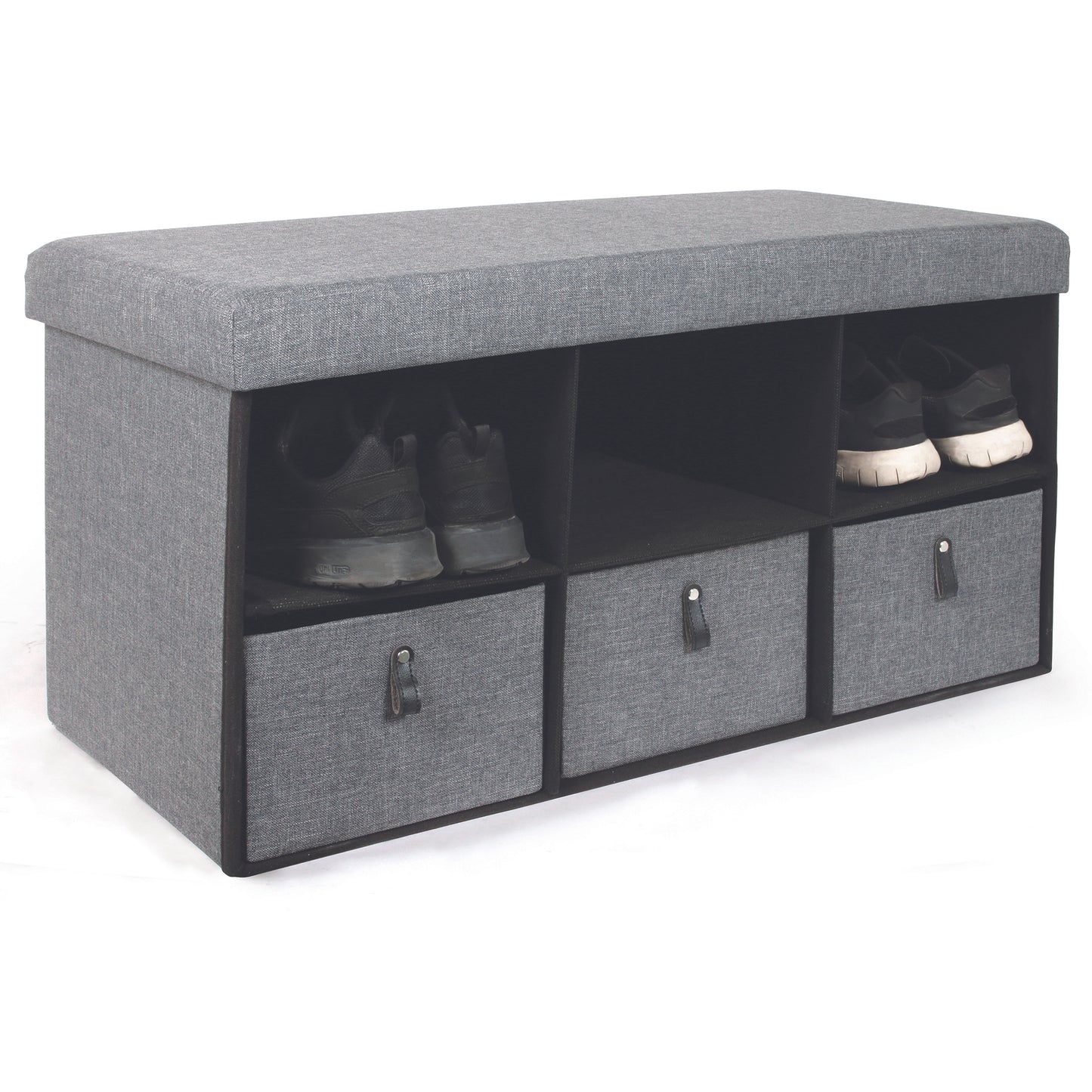 Coffre Banc Pliable Rangements Gris Fonce