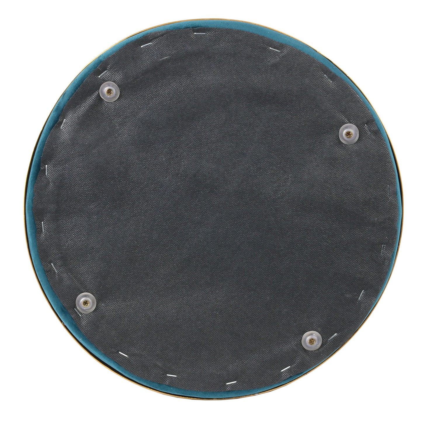 Pouf Velours Lisere Metal Bleu