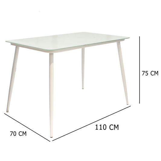 Table De Repas En Verre Blanc 110X70Cm