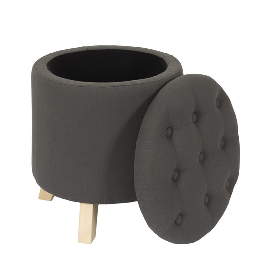 Coffre Pouf Rond Eleonor Gris