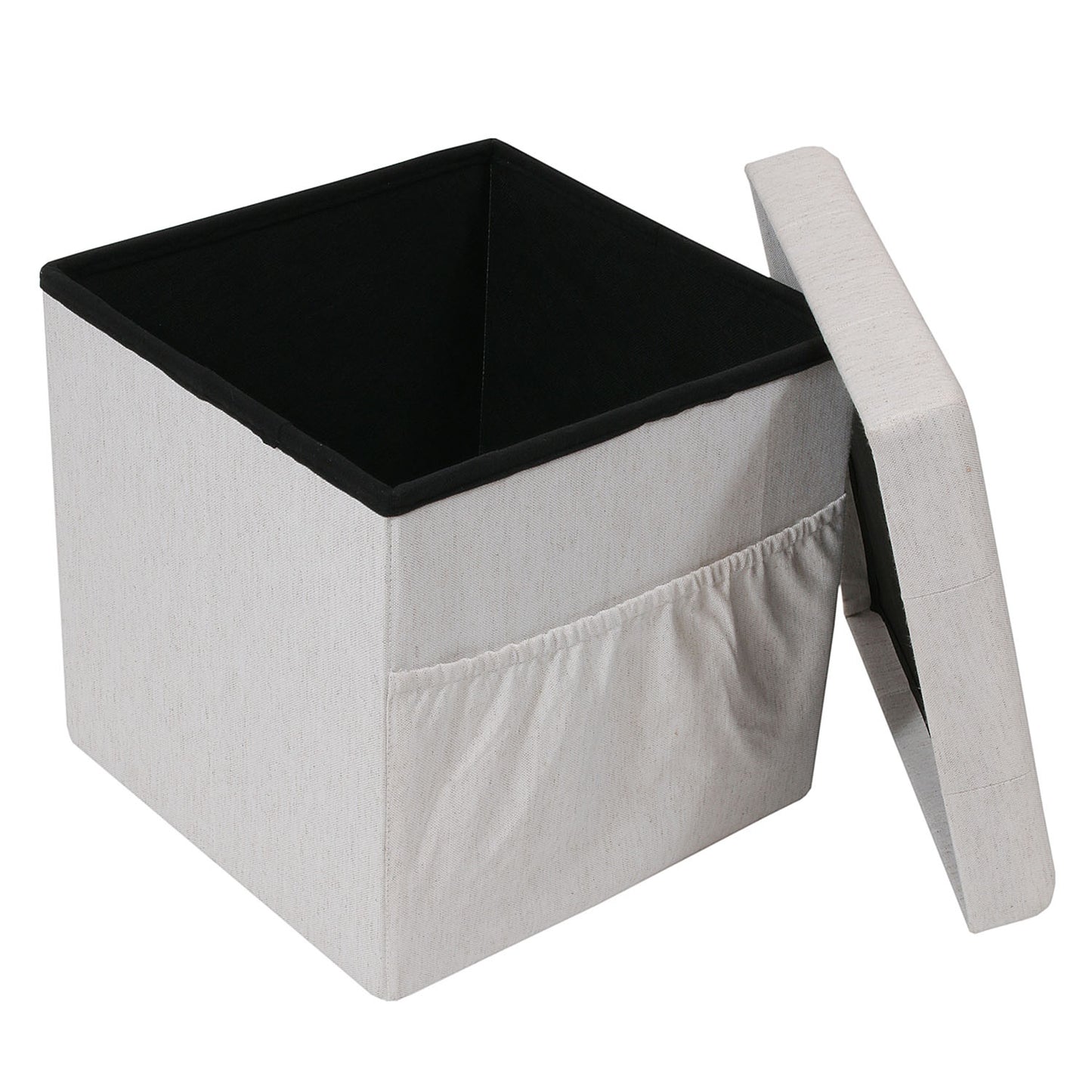 Coffre Pouf Pliable Tissu Beige