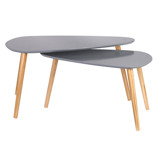 Table Gigogne Bois Galet Gris X2