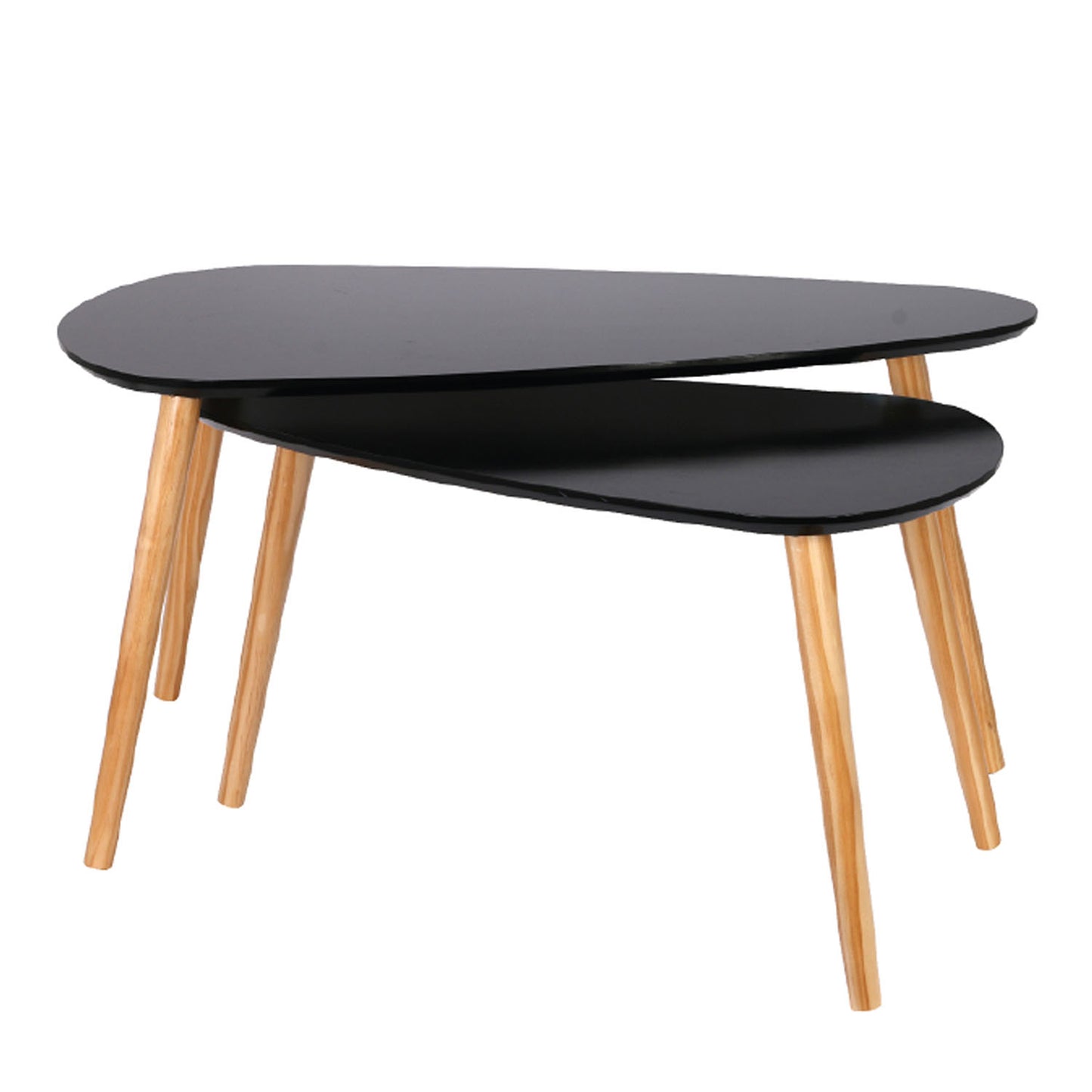 Table Gigogne Bois Galet Noir X2