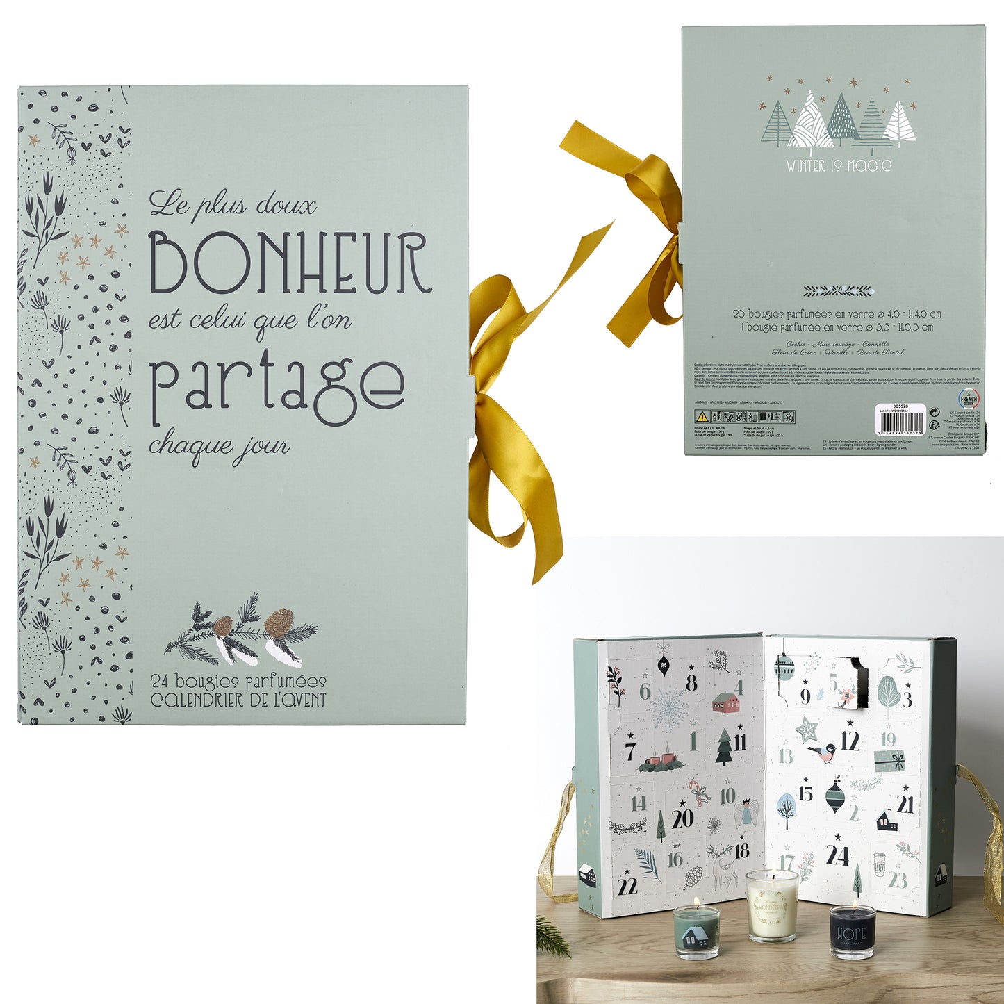 Bougie Parfumee X24 Calendrier Noel Nordique