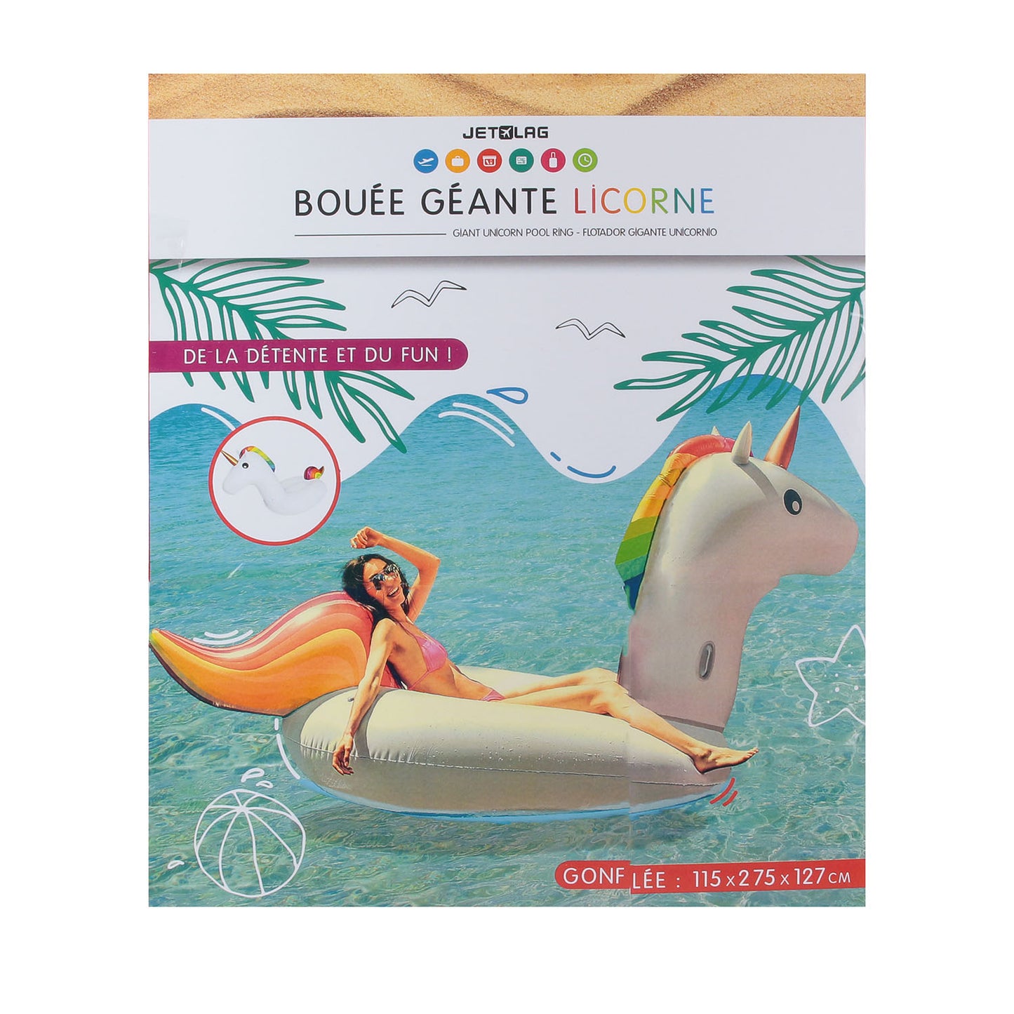 Bouee Gonflable Licorne Xl 275Cm