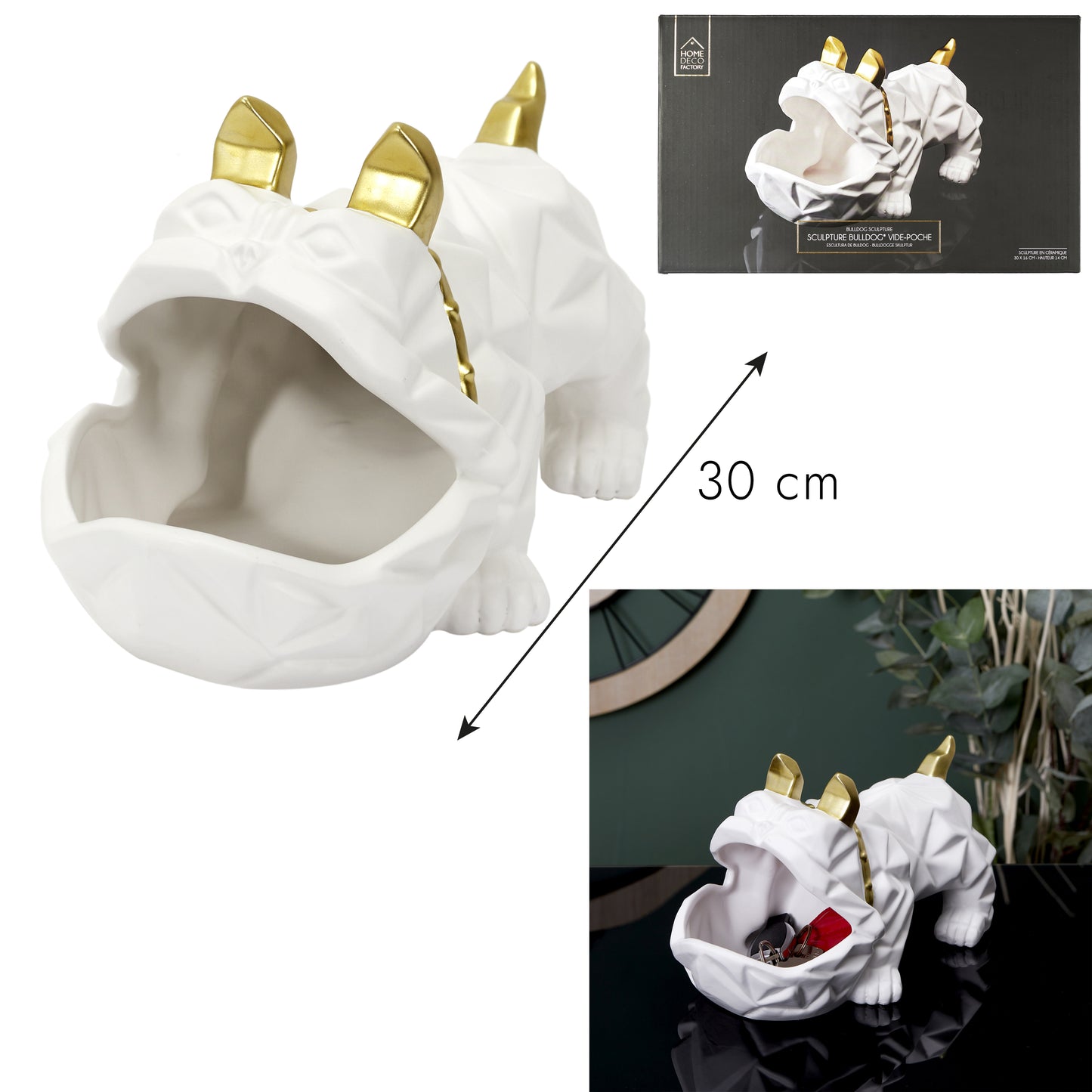 Sculpture Ceramique Bulldog Origami Vide Poche