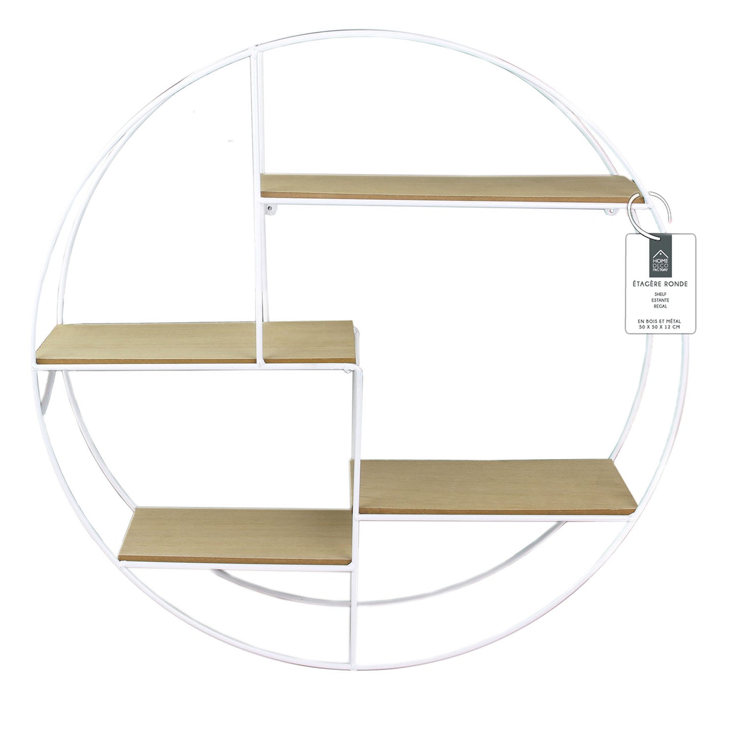 Etagere Ronde Filaire Blanche 50X12X50Cm