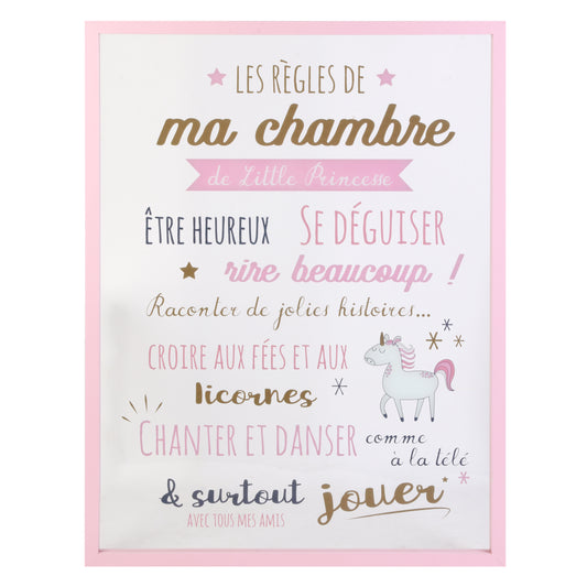 Cadre Les Regles De La Chambre Fille