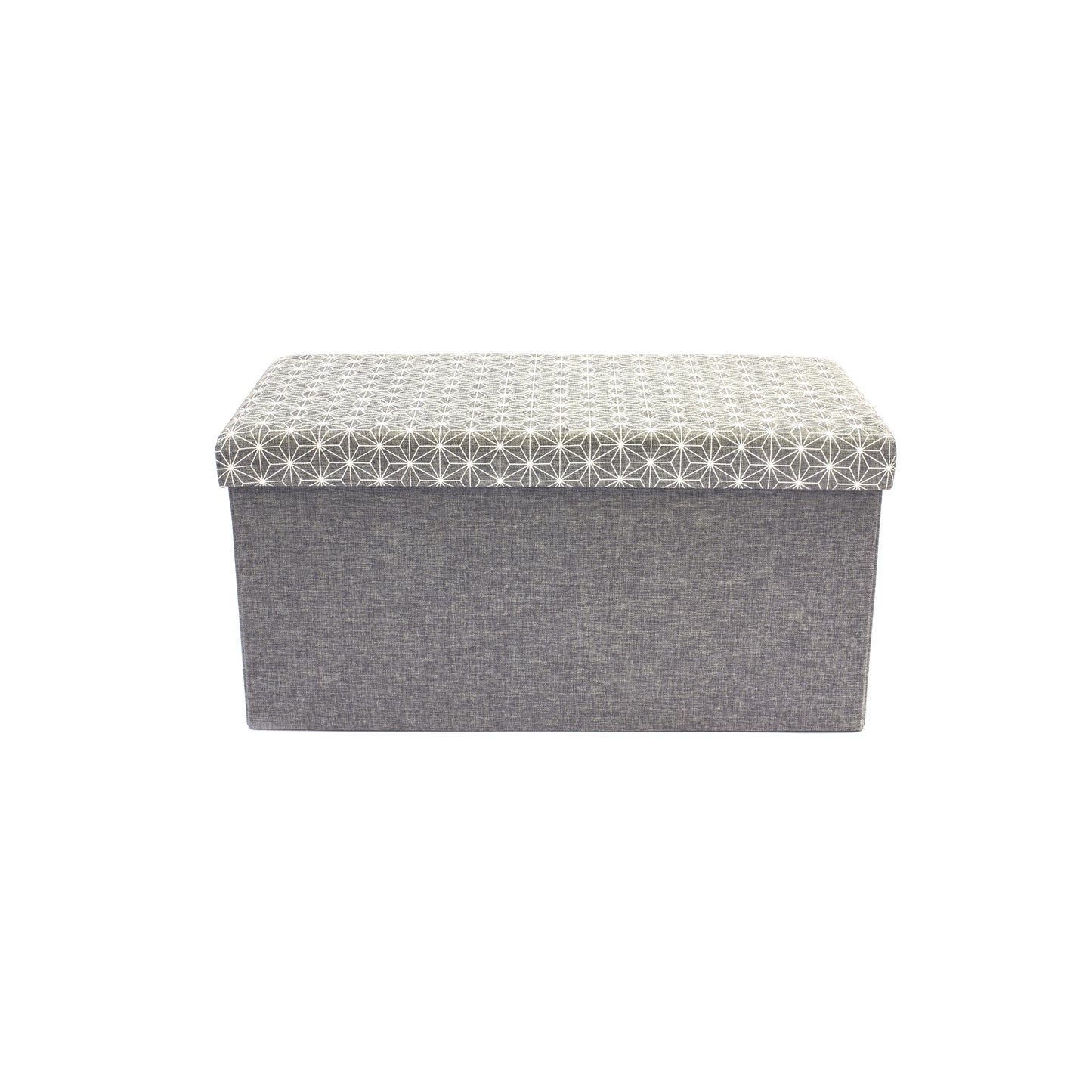 Coffre Banc Pliable Gris Motif Blanc