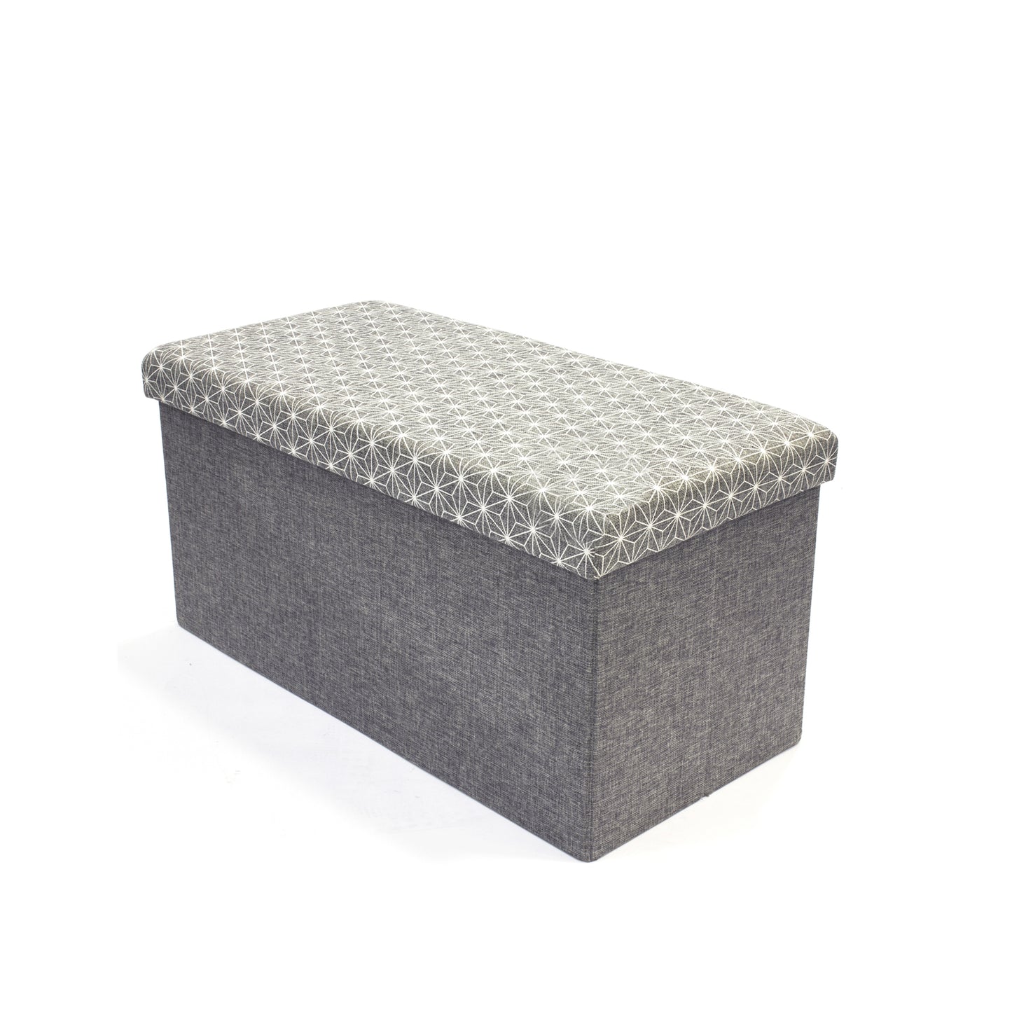 Coffre Banc Pliable Gris Motif Blanc