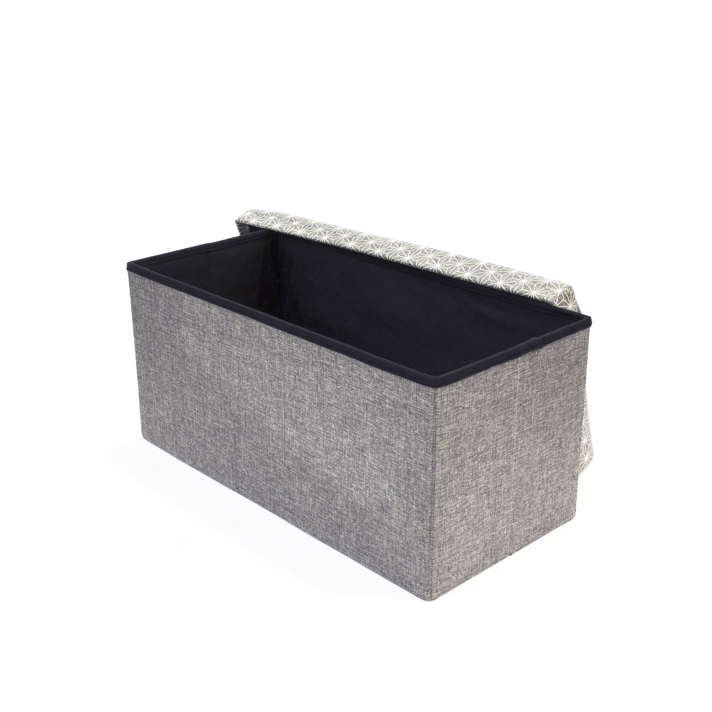 Coffre Banc Pliable Gris Motif Blanc