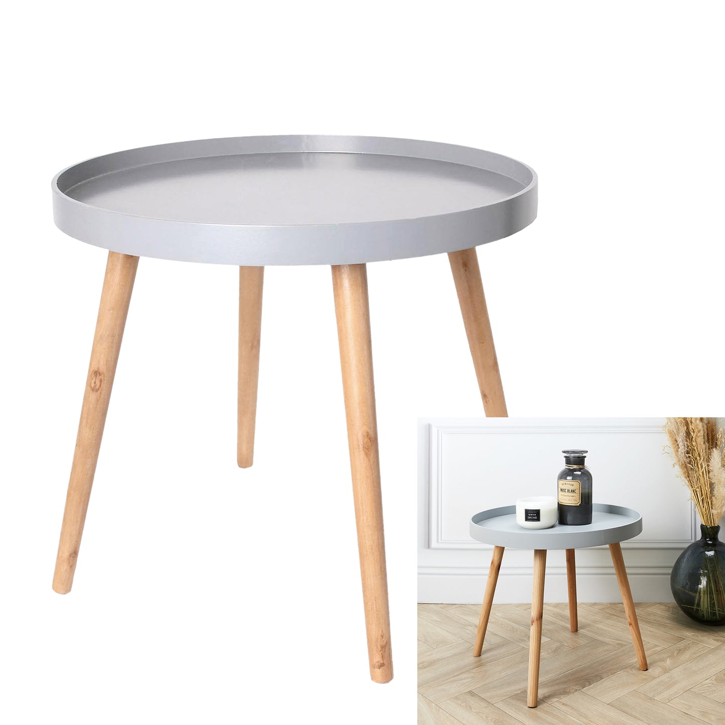 Table Plateau Ronde Grise