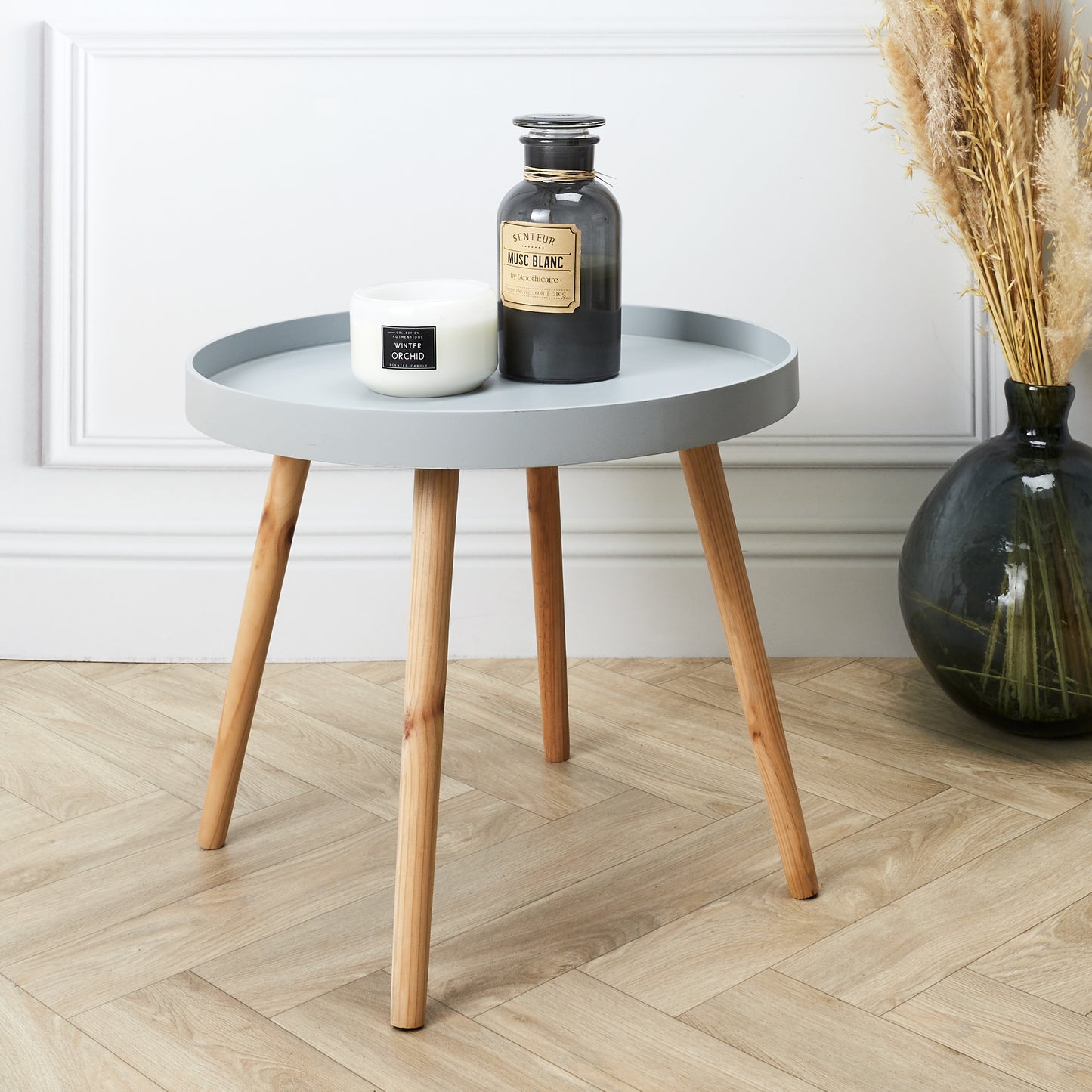 Table Plateau Ronde Grise