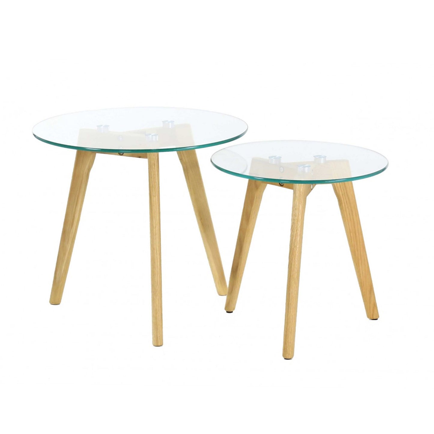 Table Gigogne En Verre Trempe Plateau Rond X2