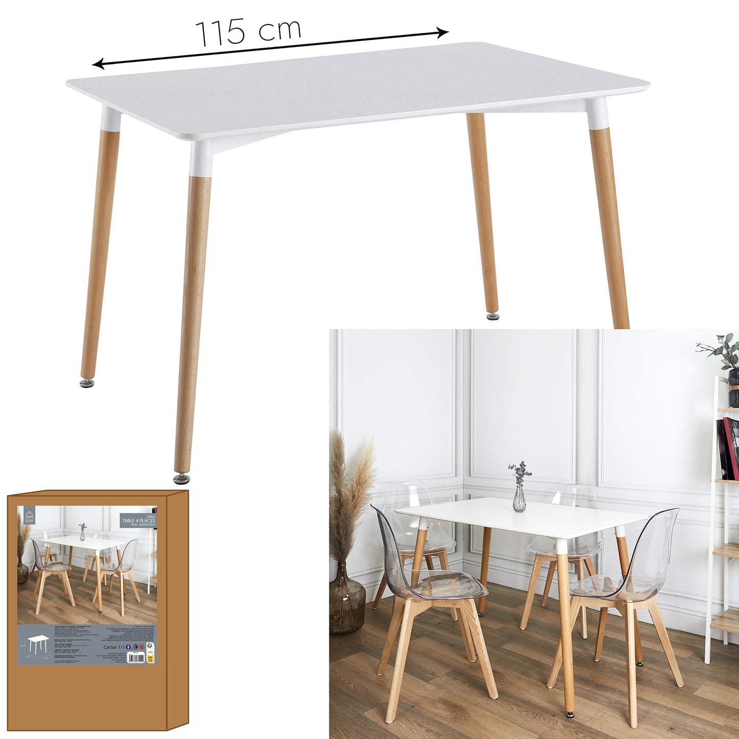 Table De Repas Blanche 115X75Cm