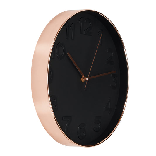 Horloge Ronde 30.5Cm Noire Cuivree