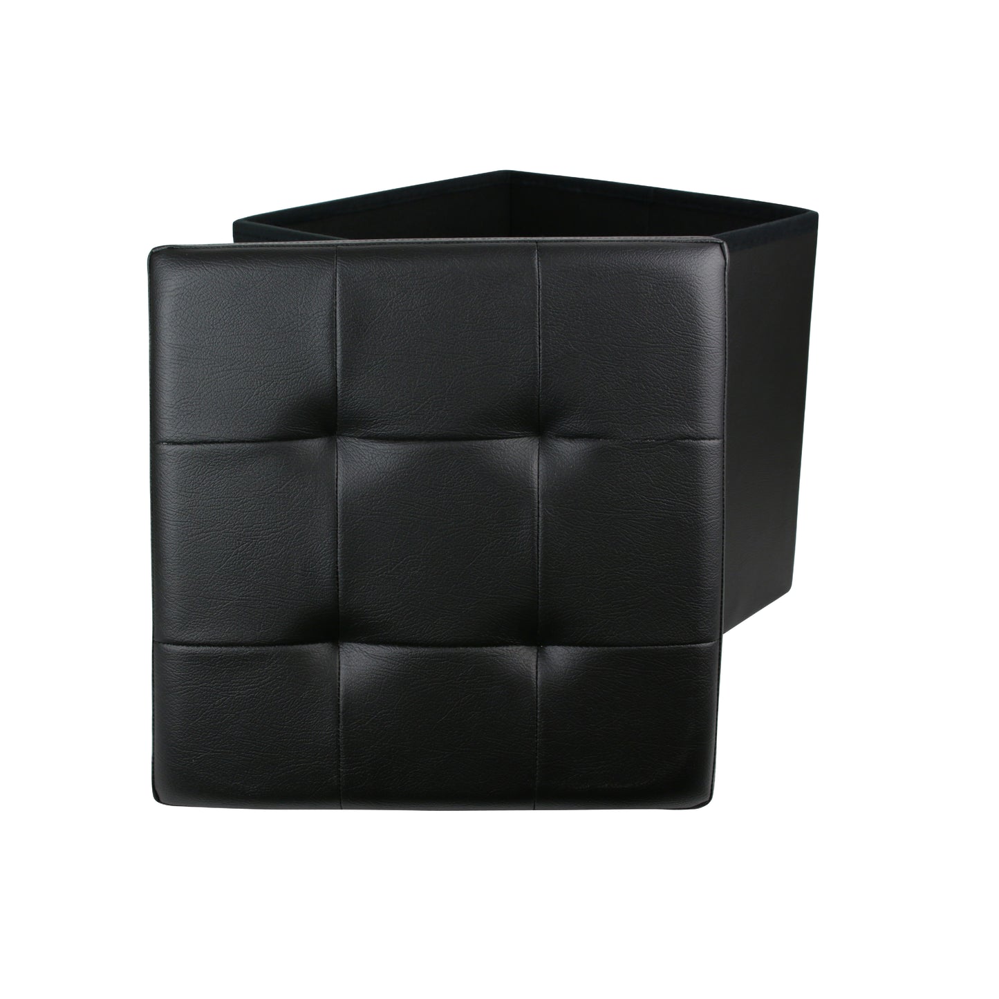 Coffre Pouf Pliable Pu Noir