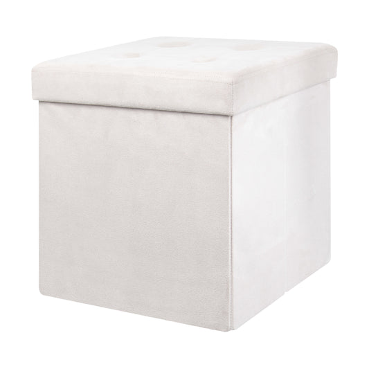 Coffre Pouf Pliable Suedine Beige