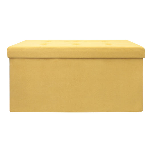 Coffre Banc Pliable Suedine Jaune