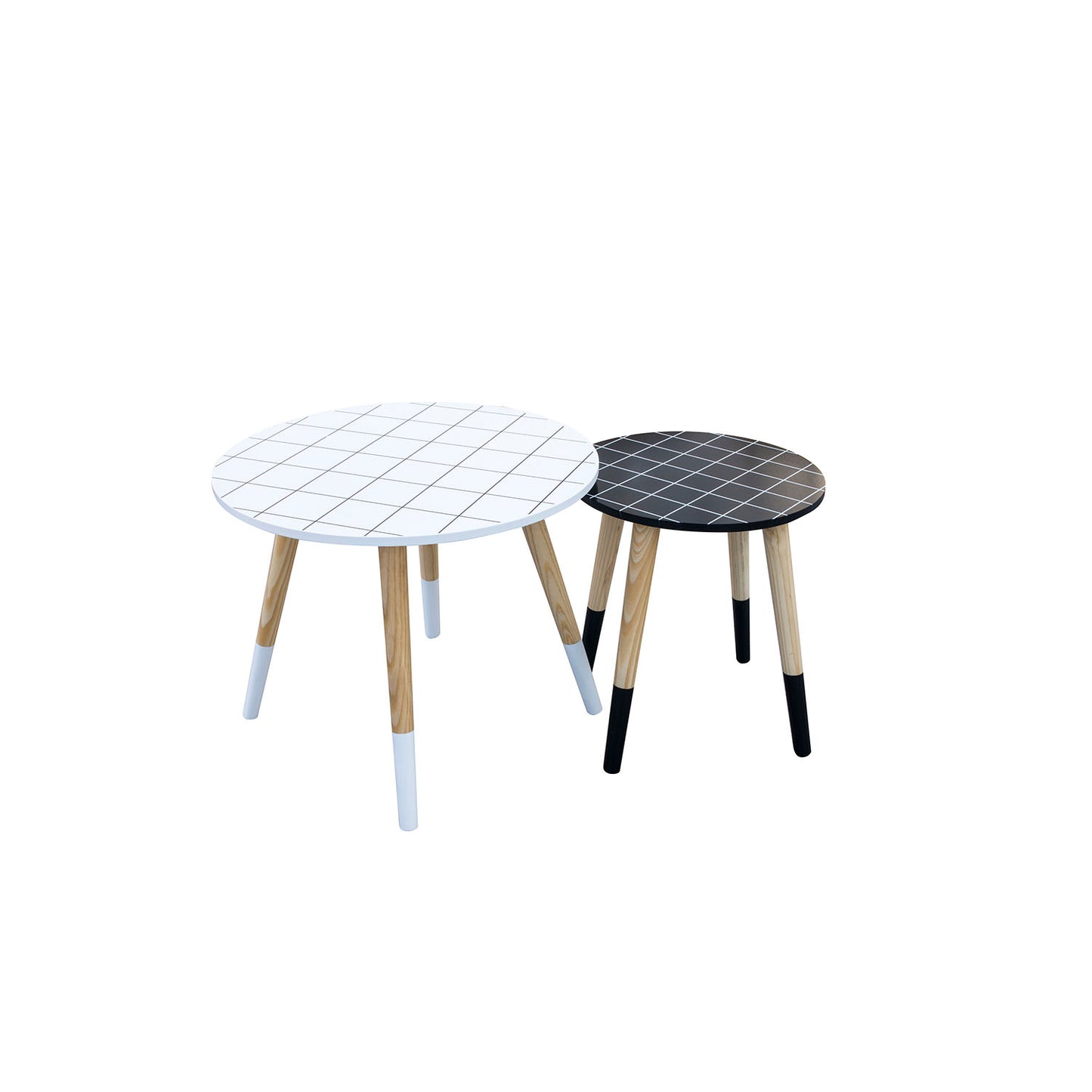 Table Gigogne Carreaux Plateau Rond X2