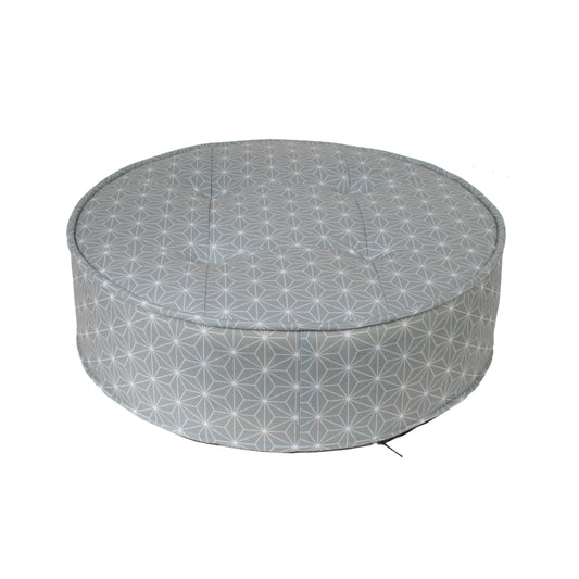 Pouf Rond Gris Motif Blanc Diam 50Cm