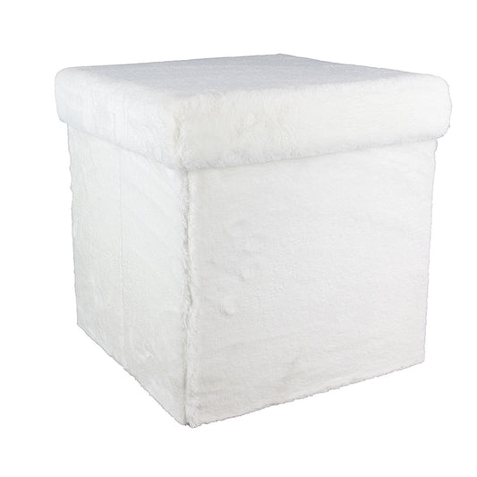 Pouf Pliable Imitation Fourrure Blanc