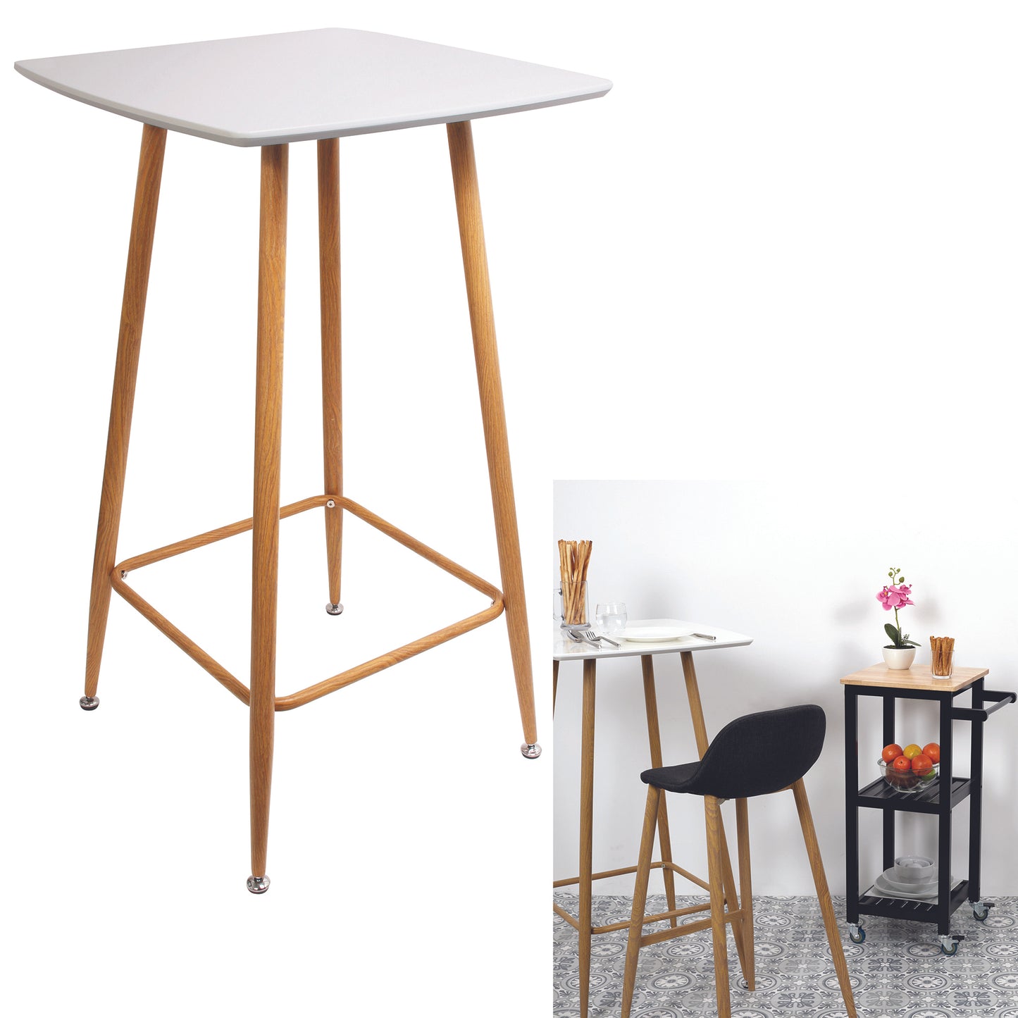 Table Mange Debout Blanche 60X60X102Cm