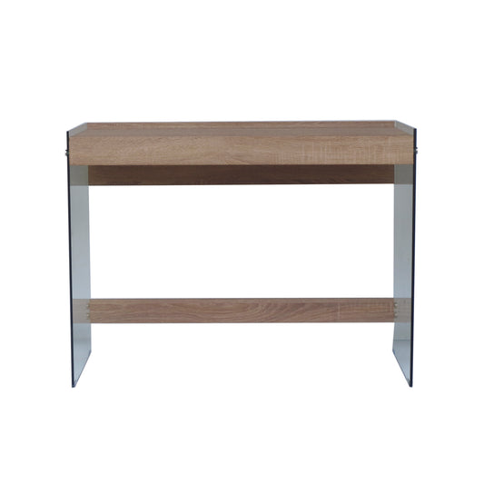 Bureau Plateau Bois Et Parois Verre 100X50X74Cm