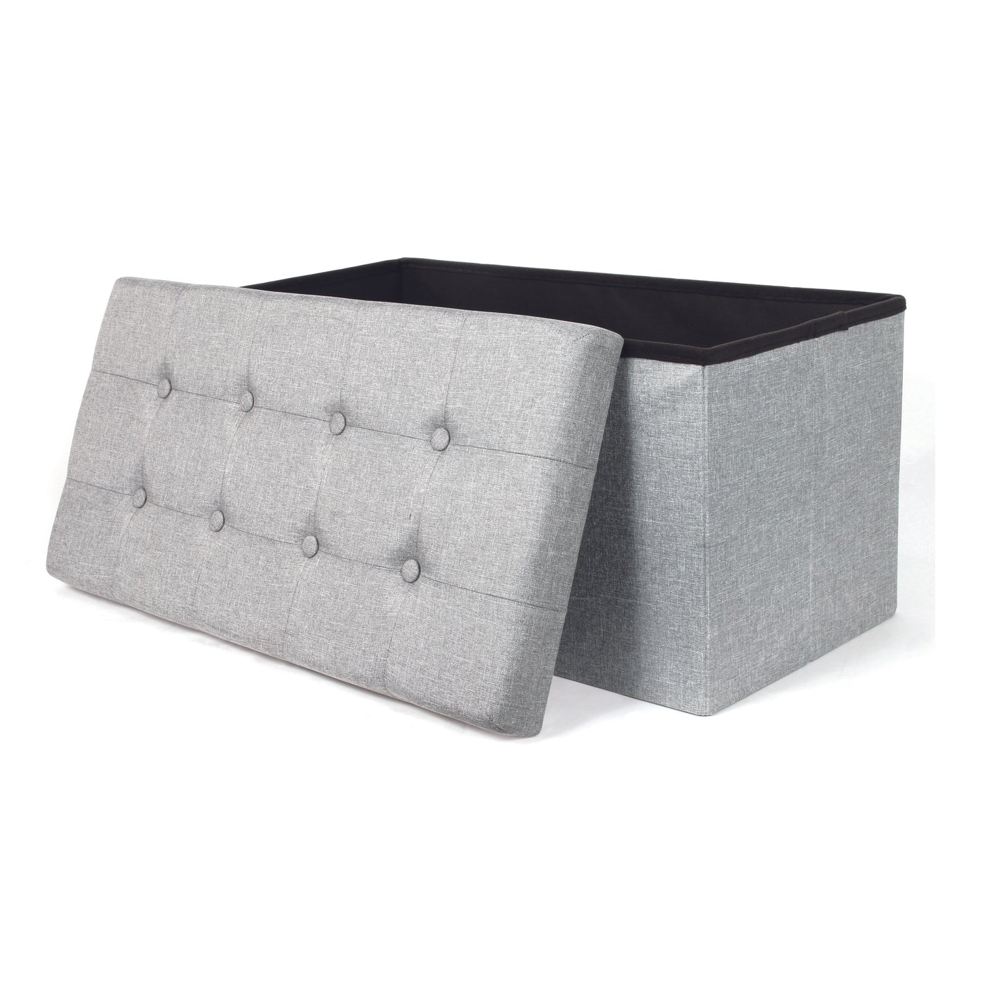 Coffre Banc Pliable Tissu Gris Clair