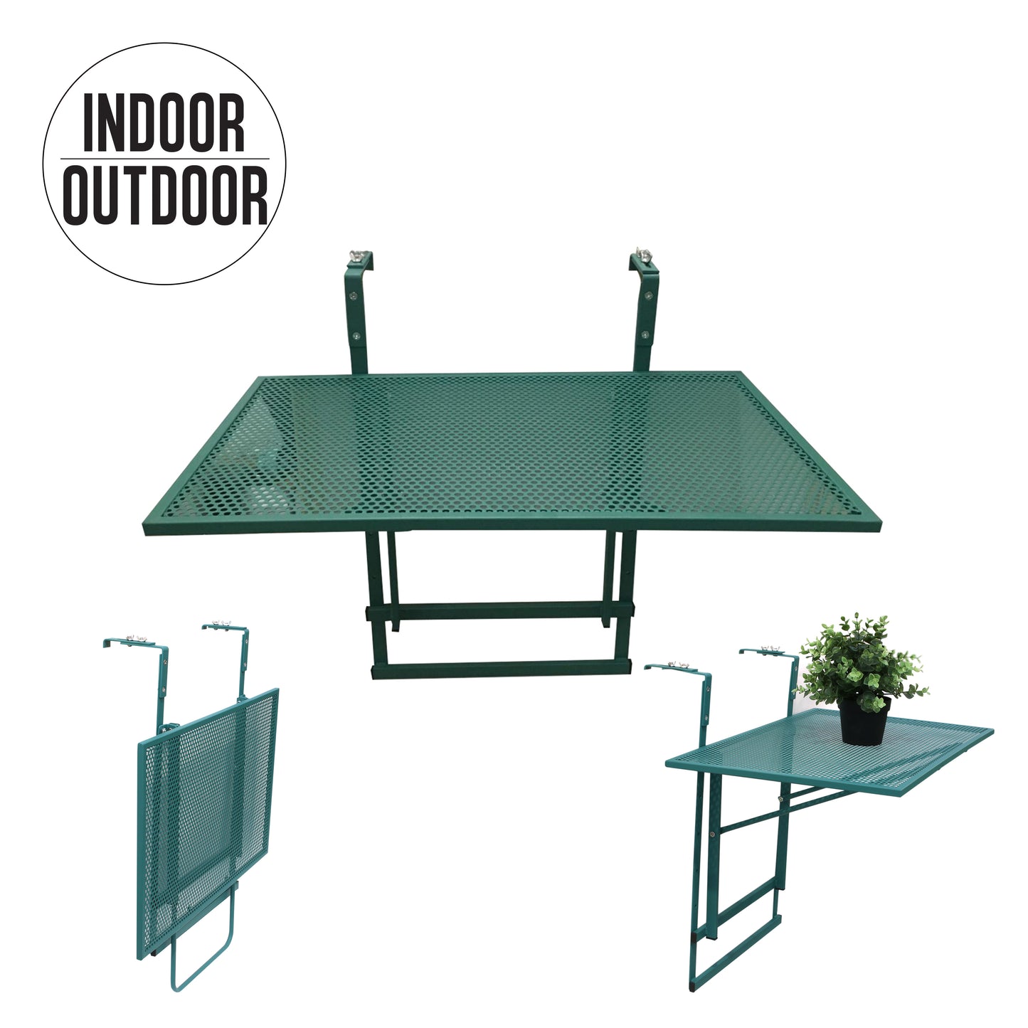 Table De Balcon Pliable Vert 60.5X40.5X50Cm