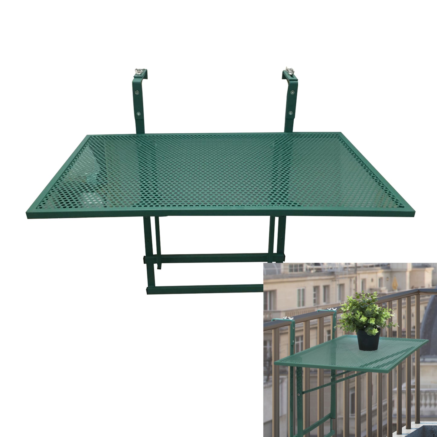 Table De Balcon Pliable Vert 60.5X40.5X50Cm