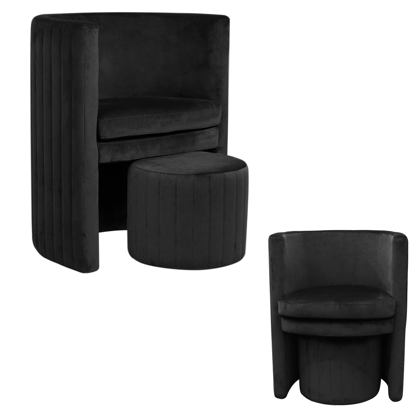 Fauteuil Cabriolet Velours Noir