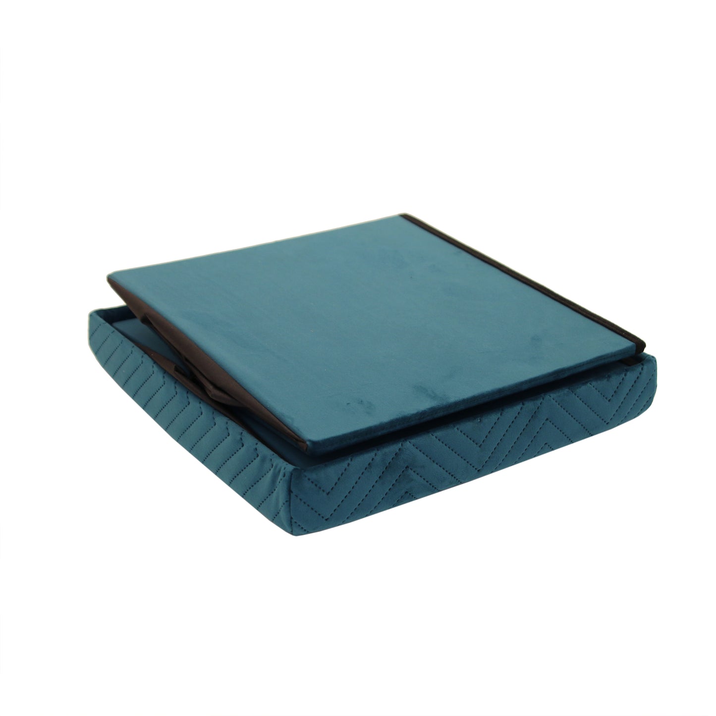 Coffre Pouf Pliable Velours A Motif Bleu