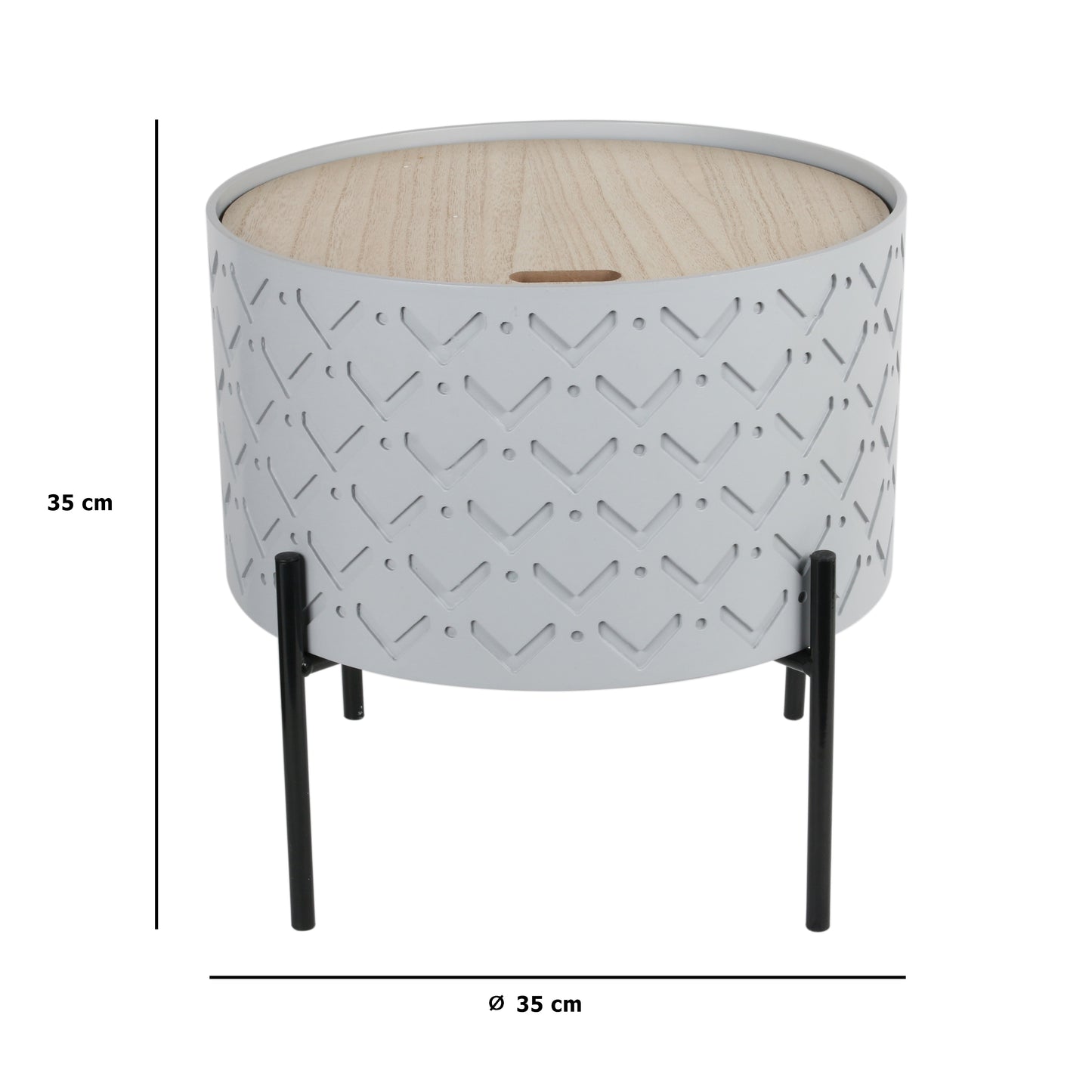 Table D Appoint Coffre Bois A Motif Gris