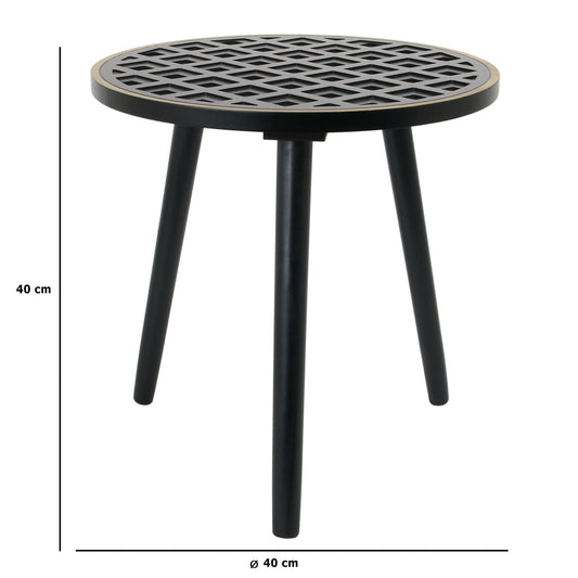 Table D Appoint Bois A Motif Noir Lisere Dore