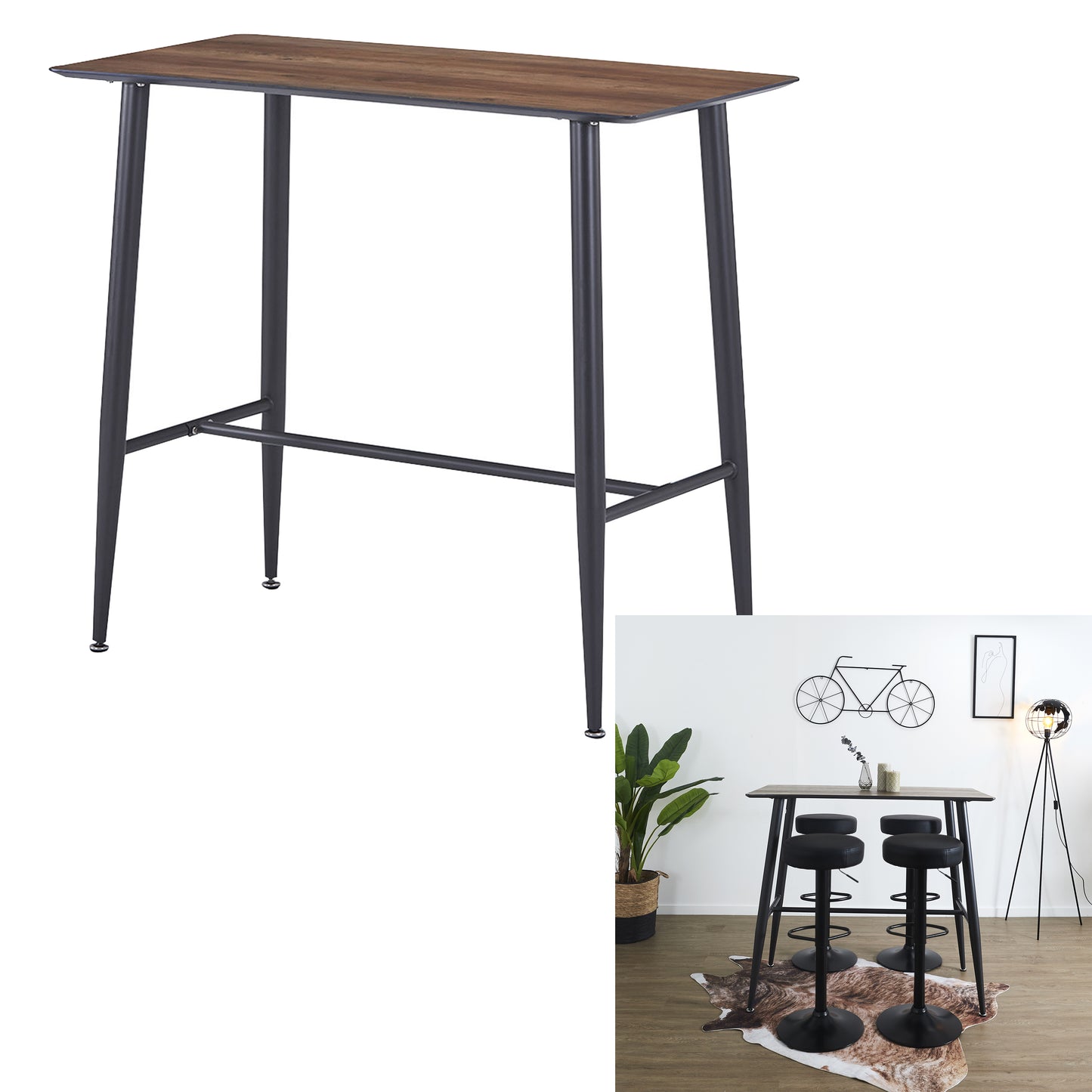 Table Mange Debout Imitation Bois 115X60X102Cm