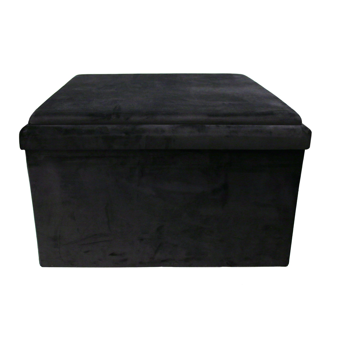 Coffre Pouf Pliable Table Velours Noir 76X76Cm