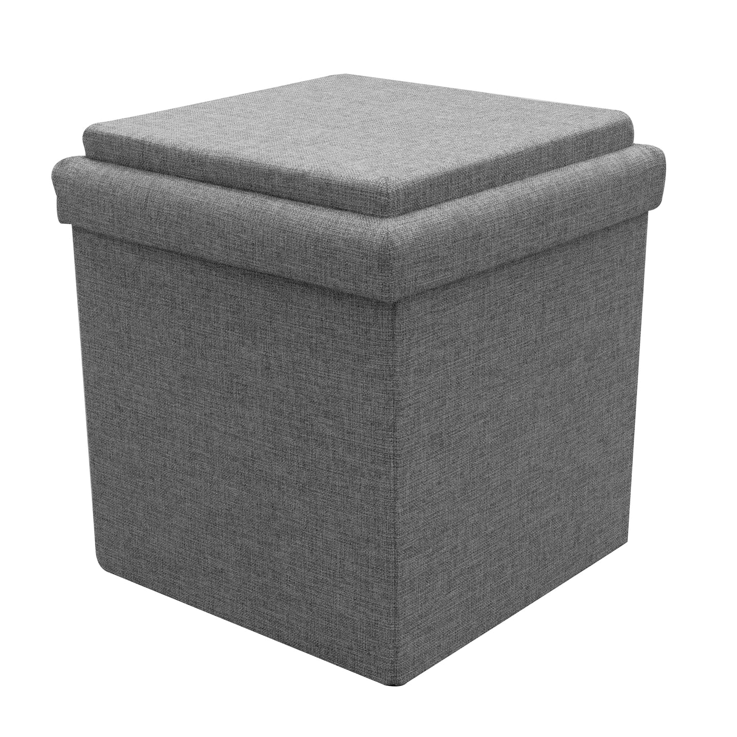 Coffre Pouf Pliable Table Tissu Gris 38X38Cm