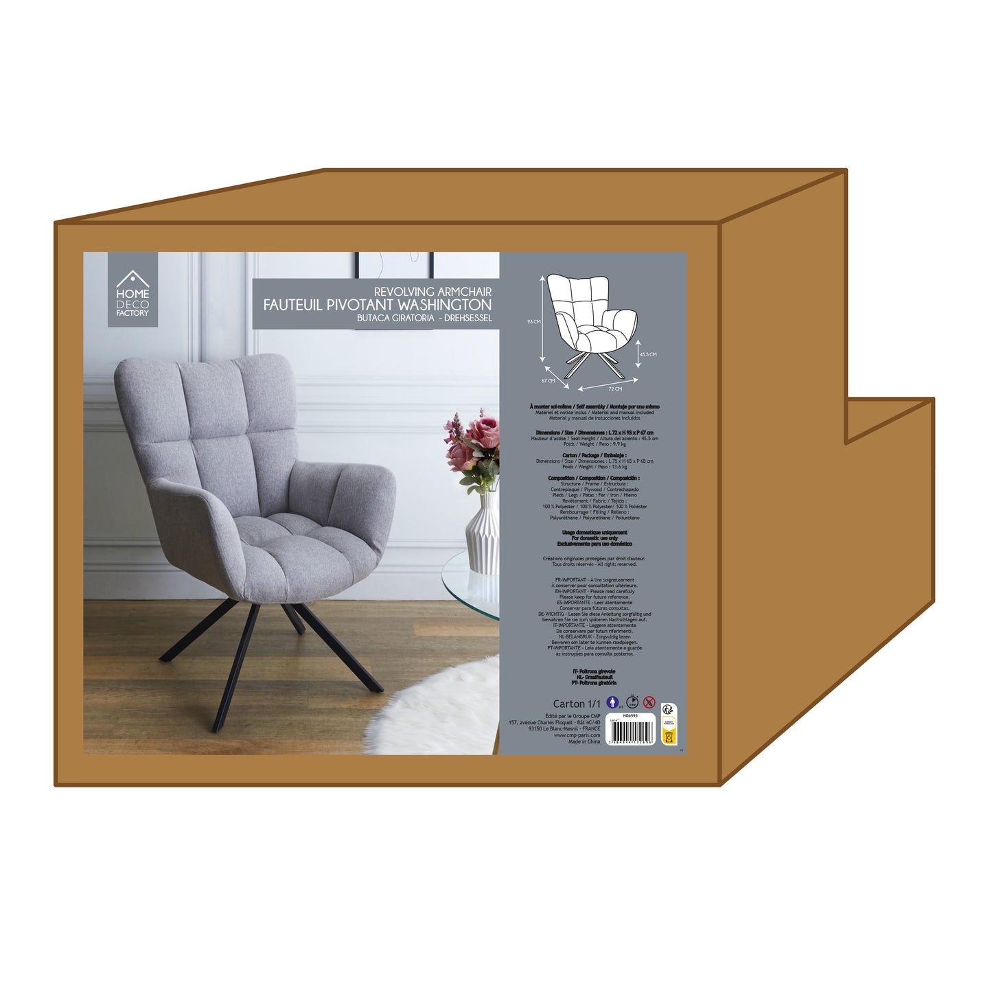 Fauteuil Pivotant Washington Gris