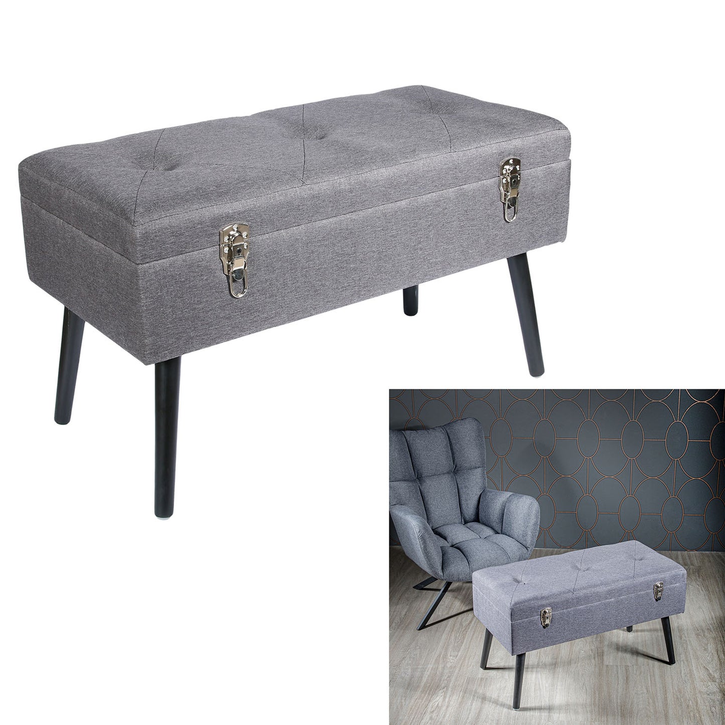 Banc Coffre Valise Gris Fonce