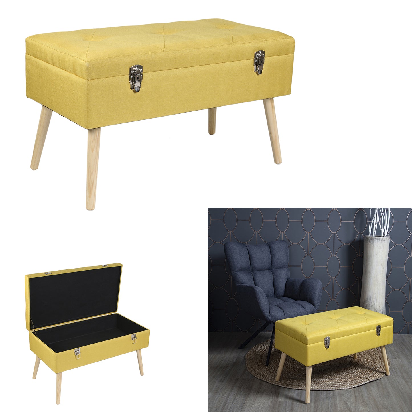 Banc Coffre Valise Jaune