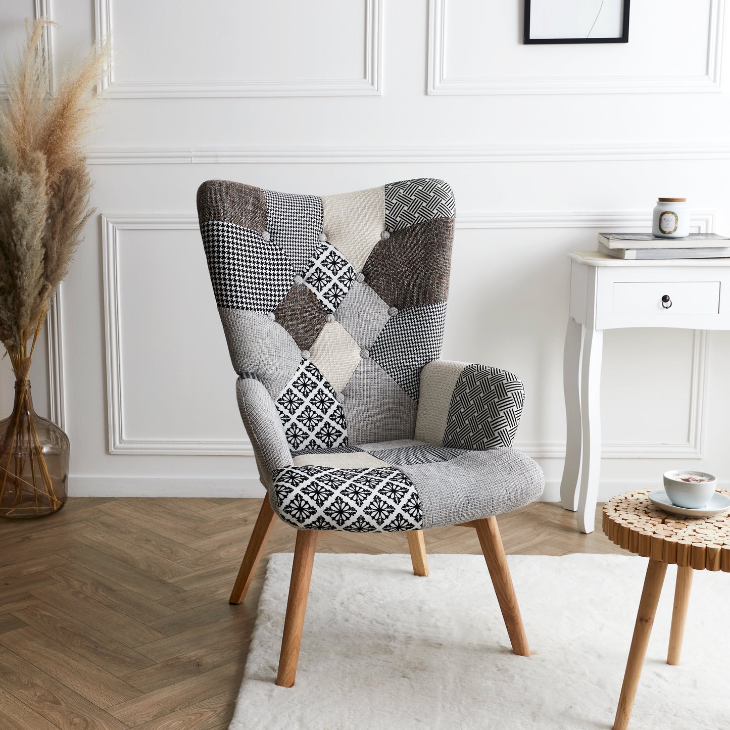 Fauteuil Helsinki Patchwork Gris